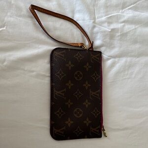 Louis Vuitton Brown Monogram Pouch with Pink Accent